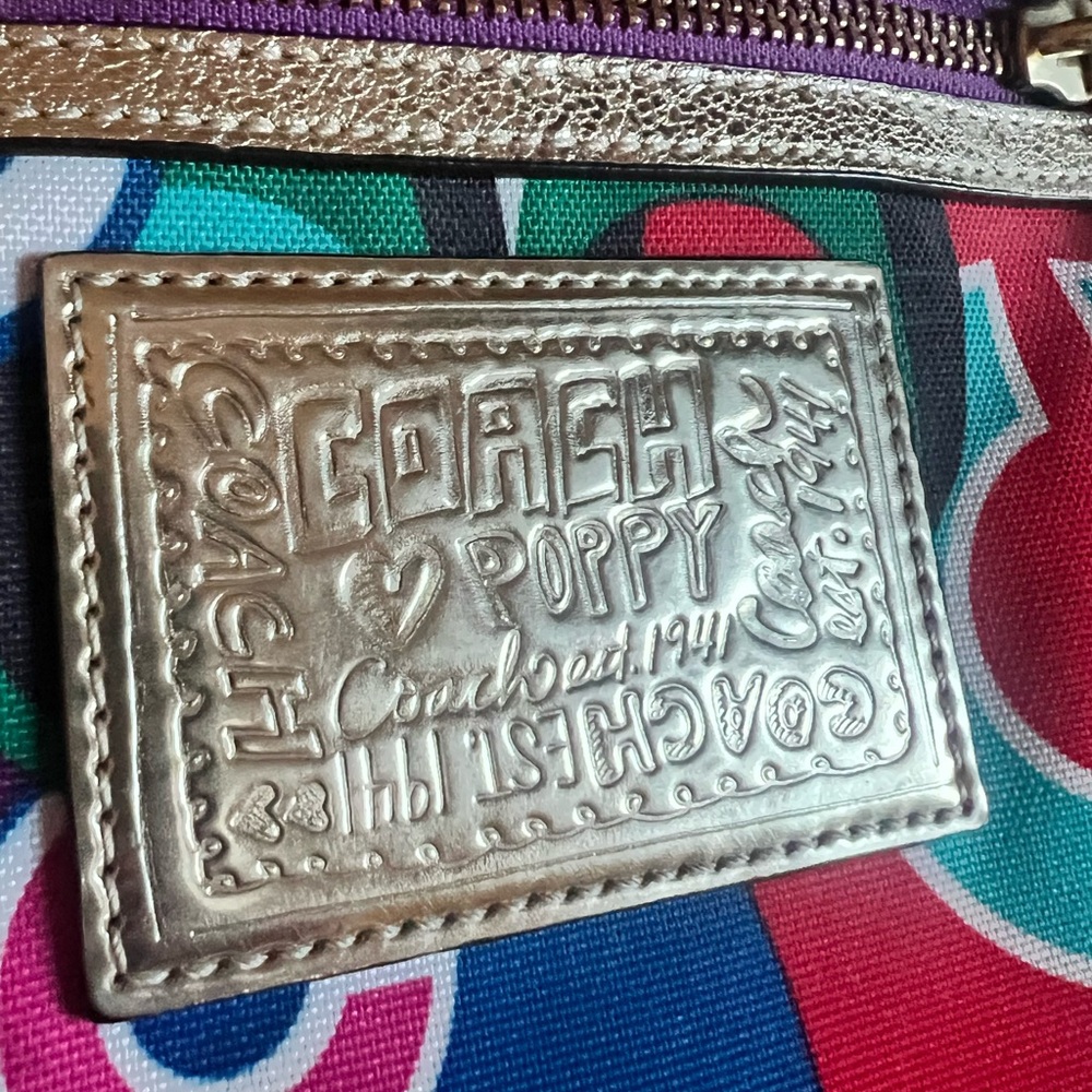 Coach Poppy Graffiti Tote Bag Signature Glam Retired Style 13839 Multi Color Y2K - Picture 6 of 7